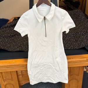 Oak & Fort White Polo Quarter Zip Dress